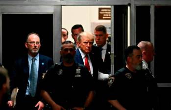 Donald Trump a su llegada a los estrados en Georgia. FOTO: AFP. 