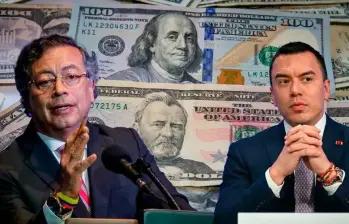 Gustavo Petro, presidente de Colombia; y Daniel Noboa, presidente de Ecuador. FOTO: Getty y Colprensa.
