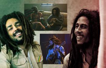 La película biográfica de Bob Marley fue producida por el director Reinaldo Marcus Green. Izquierda: el actor Kingsley Ben-Adir, en el centro imagenes de la película. Derecha: Bob Marley. Fotos cortesía Sony Pictures y Universal Music. Collage: EL COLOMBIANO