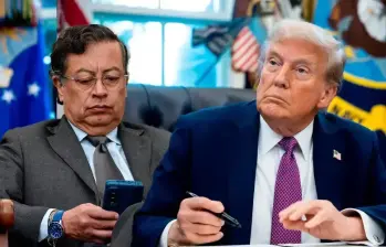 El presidente Gustavo Petro protagonizó un inesperado acercamiento a Donald Trump tras coincidir en la necesidad de un plan de paz para Gaza. FOTO: Presidencia y AFP.