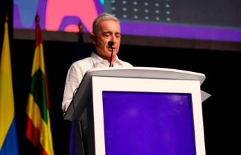 El expresidente Álvaro Uribe durante el Congreso de Fenalco esta semana. FOTO CORTESÍA