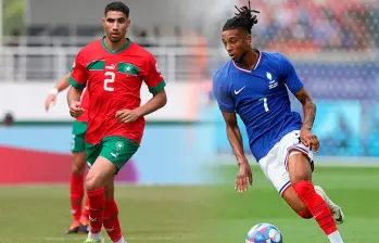 Achraf Hakimi, de 27 años, se formó en la cantera del Real Madrid. Es una de las figuras actuales del PSG y de la Selección de Marruecos. Y Michael Olise, de 24, se inició en Inglaterra; busca brillar con Francia. FOTO GETTY