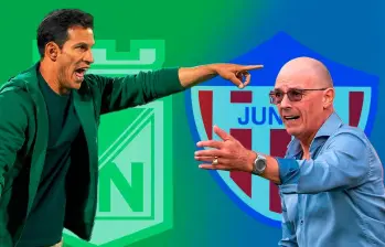 En la imagen aparecen el técnico de Nacional, Diego Arias, y el del Junior, Alfredo Arias. FOTOS JUAN ANTONIO SÁNCHEZ