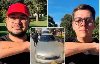 Agentes del CTI inspeccionaron el edificio Zahir, en el norte de Bogotá, tras el atentado contra los activistas venezolanos Luis Peche y Yendri Velásquez. FOTO: redes sociales, Policía. 