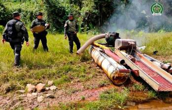 Con estas actividades ilegales se financian algunos grupos criminales, como el Clan del Golfo, que tienen presencia en la zona. FOTO: CORTESÍA POLICÍA ANTIOQUIA