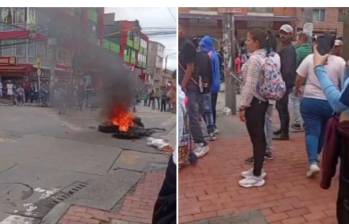 Disturbios en Usaquén este lunes tras denuncia de abuso sexual a menor. FOTO: CAPTURA DE VIDEO