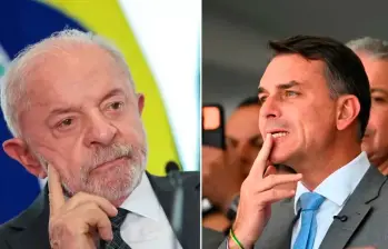 Luiz Inácio Lula da Silva y Flávio Bolsonaro. FOTO AFP