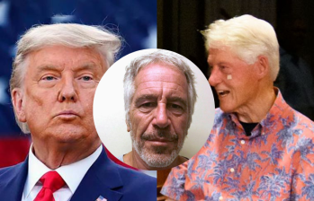 Donald Trump (izquierda) y Bill Clinton (derecha) fueron vistos en múltiples ocasiones con Jeffrey Epstein (centro) en la década de los 2000. FOTO: GETTY / CORTESIA / COLPRENSA.