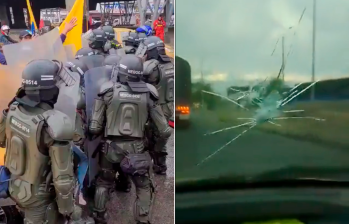 En Bogotá se registraron cruces entre taxistas y miembros del Esmad y en Cali se reportaron ataques contra los taxistas que decidieron no salir a marchar. FOTOS: CAPTURA DE PANTALLA