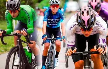 Jaider Muñoz, campeón de la Vuelta del Porvenir en 2022, Santiago Garzón y Esteban Hoyos, entre los talebtos que buscan reinar en la Vuelta de la Juventud 2025. Fotos Cortesía Sistecrédito, ADN Cycling y Ciclismo en Línea