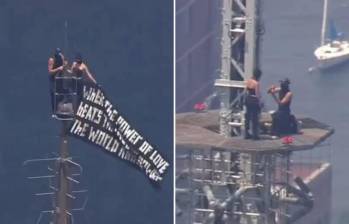 Angelina Nikolau e Ivan Kuznetsov recuperaron su libertad bajo supervisión judicial tras comparecer ante un tribunal de Manhattan por escalar ilegalmente el Empire State Building. FOTO: Redes sociales.
