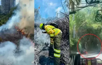 El incendio declarado en Las Palmas fue controlado por Bomberos Medellín. Un hombre fue capturado y judicializado por la afectación ambiental. FOTO tomadas de X