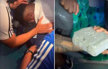 El arquero Iván Arboleda fue el más afectado por el impacto de la piedra en el vidrio del bus de Millonarios. FOTOS: Captura de video