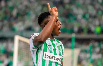 Marino Hinestroza, el extremo de Atlético Nacional, que es figura del verde en la Copa Libertadores y la Liga Betplay. FOTO: Juan Antonio Sánchez