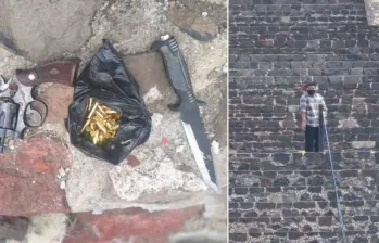 En el video se escuchan disparos mientras las autoridades enfrentan al tirador en la zona arqueológica de Teotihuacán. FOTO: REDES SOCIALES. 