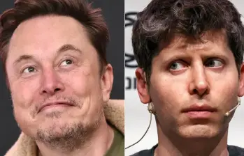 Elon Musk, CEO de Tesla; y Sam Altman, CEO de OpenAI. FOTO: AFP.