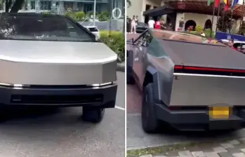 Usuarios en las redes sociales subieron algunos videos donde se muestra a este vehículo de Tesla recorriendo las principales calles de Medellín. FOTO: Tomada de redes.