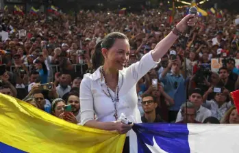 María Corina Machado aseguró en Houston que regresará a Venezuela y que participará en un eventual proceso electoral en su país. AFP. 
