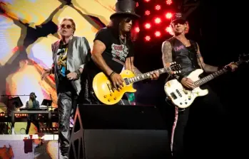 FAxl Rose, Slash y Duff McKagan lideran el regreso de Guns N’ Roses a Bogotá en medio de la incertidumbre por los permisos del concierto. FOTO cortesía 