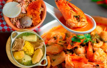 Lechona, cazuela de mariscos y sancocho. Platos que hacen parte de la gastronomía del país. FOTOS GETTY