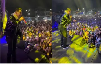 Jhonny Rivera tuvo que interrumpir su presentación en La Unión, Nariño, tras fuertes disturbios en la audiencia. FOTO: CAPTURA DE VIDEO