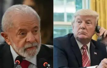 El presidente Luiz Inácio Lula da Silva (imagen izquierda) advirtió responder con aranceles recíprocos contra Donald Trump (imagen derecha). FOTOS: GETTY 