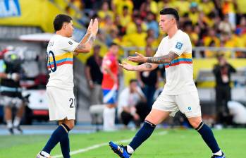 James Rodríguez y Juan Fernando Quintero, hombres de confianza de Néstor Lorenzo. FOTO: GETTY