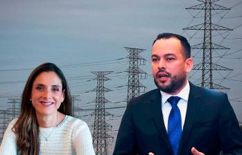 Natalia Gutiérrez, presidenta de Acolgen; y Edwin Palma, ministro de Energía. FOTO PRESIDENCIA Y EL COLOMBIANO. 
