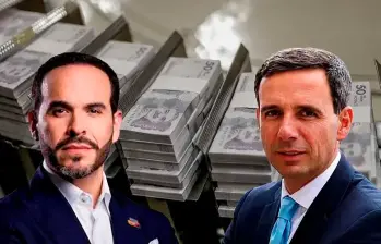 El presidente Abelardo de la Espriella (izq.) y el ministro de Hacienda, Miguel Gómez, aforaron el presupuesto 2027 en más de $630 billones. FOTO Colprensa