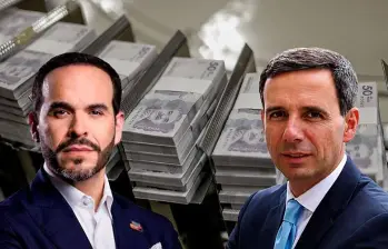 El ministro de Hacienda, Miguel Gómez (derecha), advirtió que el nuevo gobierno, de Abelardo de la Espriella, enfrenta la peor crisis fiscal de Colombia. FOTO Colprensa