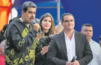 Nicolás Maduro y Alex Saab durante un acto en Caracas, Venezuela. Foto: AFP
