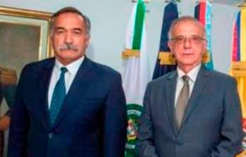 El general (r) Ricardo Díaz y su antiguo jefe, el ministro de Defensa, Iván Velásquez. FOTO: CORTESÍA.
