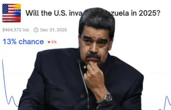 Las apuestas en la plataforma estadounidense Polymarket dan un 13 % de probabilidad a una invasión de EE. UU. a Venezuela en 2025. FOTO: GETTY | POLYMARKET