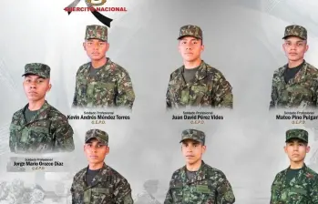 Los siete soldados muertos por ataque con drones del ELN. FOTO: EJÉRCITO