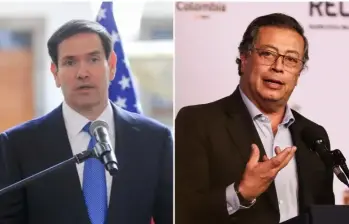 Marco Rubio, secretario de Estado de EE.UU., y Gustavo Petro, presidente de Colombia. FOTO: Colprensa y Getty.