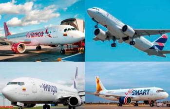 Avianca, JetSmart, Latam y Wingo, ofrecen opciones para volar por debajo de los $100.000. FOTOS: EL COLOMBIANO 