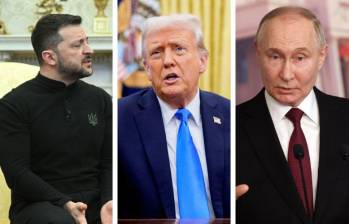 Kiev está a la espera de la respuesta de Rusia tras aceptar la tregua de 30 días propuesta por Estados Unidos. De izquierda a derecha: El presidente ucraniano, Volodímir Zelenski, su homólogo estadounidense, Donald Trump, y el presidente de Rusia, Vladímir Putin. FOTO: AFP | GETTY