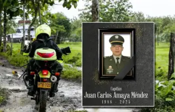 El policía asesinado aparece identificado como el capitán Juan Carlos Amaya. FOTOS: Archivo y Cortesía