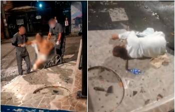 Ciudadanos grabaron en video al paciente cuando era dejado en una acera por trabajadores del hospital. FOTO: Cortesía