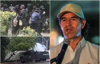 Imágenes de los encapuchados que protagonizaron desmanes en la U. de A. este miércoles 3 de junio. FOTO: Cortesía Denuncias Antioquia y Camilo Suárez