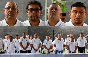 Arriba, de izquierda a derecha, alias Alber, el Montañero, el Abogado y Mundo Malo. FOTOS: El Colombiano