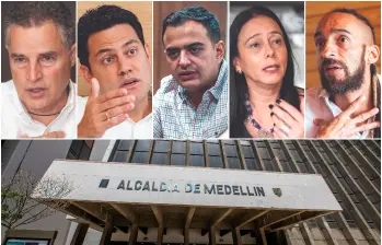De izquierda a derecha, Aníbal Gaviria, Manuel Villa, Andrés Tobón, Claudia Carrasquilla y Daniel Carvalho. FOTOS: El Colombiano