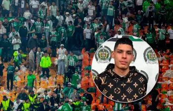 Johan Alexander Leal, quien falleció en una riña este lunes en el Estadio Atanasio Girardot, fue detenido por la Policía en enero de 2025. FOTOS: Cortesía Policía y Juan Antonio Sánchez