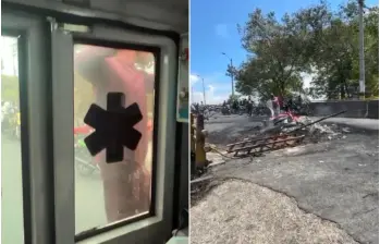 Algunos manifestantes estarían intimidando a ambulancias y quemando vehículos en plena vía pública, denunció la Gobernación de Antioquia. FOTO: Cortesía