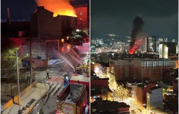 El incendio se desató en una fábrica de juegos infantiles ubicada en la zona céntrica de Itagüí. FOTOS: Cortesía Denuncias Antioquia