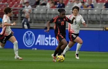 Linda Caicedo marcó el único tanto de Colombia en el duelo ante Japón, lo hizo ganando en velocidad y definiendo abajo. FOTO cortesía fcf