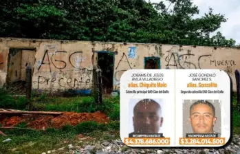 Los hombres más buscados del Clan del Golfo en Antioquia son alias Chiquito Malo y alias Gonzalito. FOTO: El Colombiano y Cortesía
