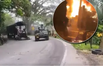 ELN incineró vehículos y bloqueó la Troncal de Occidente en Valdivia, Antioquia