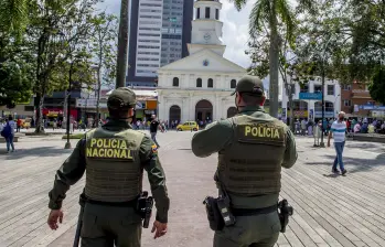 Imagen de referencia de la Policía en el municipio de Itagüí. Foto: Juan Antonio Sánchez Ocampo