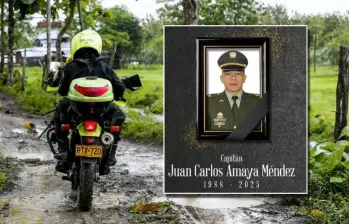 El policía asesinado aparece identificado como el capitán Juan Carlos Amaya. FOTOS: Archivo y Cortesía